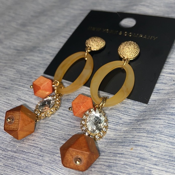 NWT New York & Company Faux-Stone Open-Oval Drop Earring - Picture 4 of 5